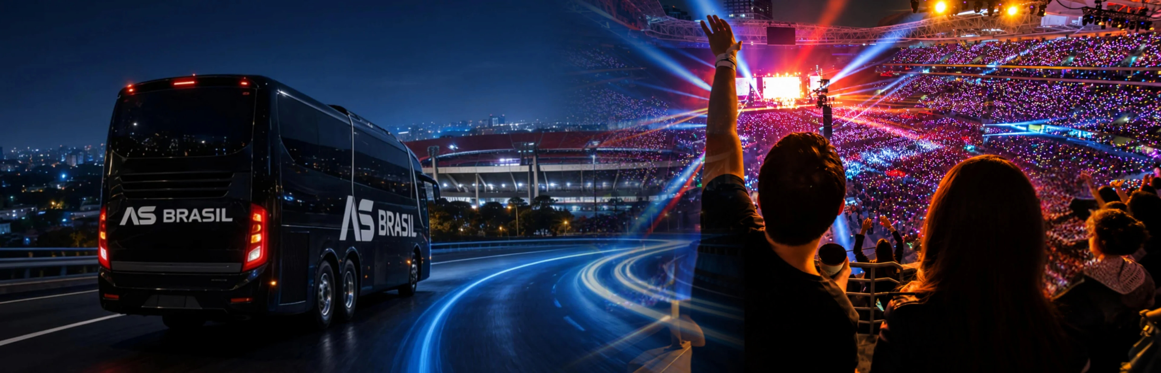 Transporte para Shows e Festivais — Transfer coletivo para shows e festivais pela AS Brasil